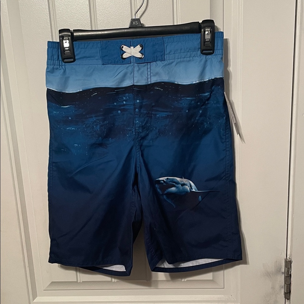 Old Navy Kids Swim Trunks - Blue with Shark Design Size 14-16 New